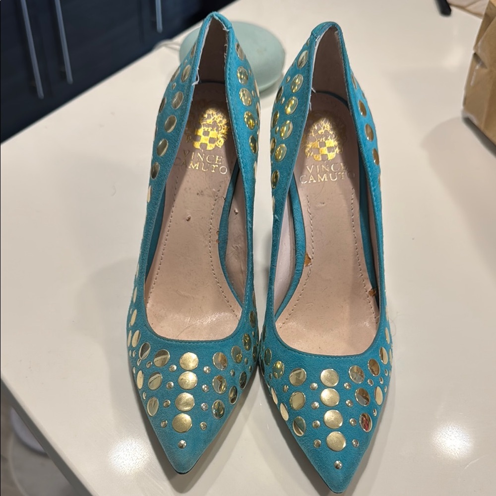 Vince Camuto Teal Women's Shoes with Gold Accents